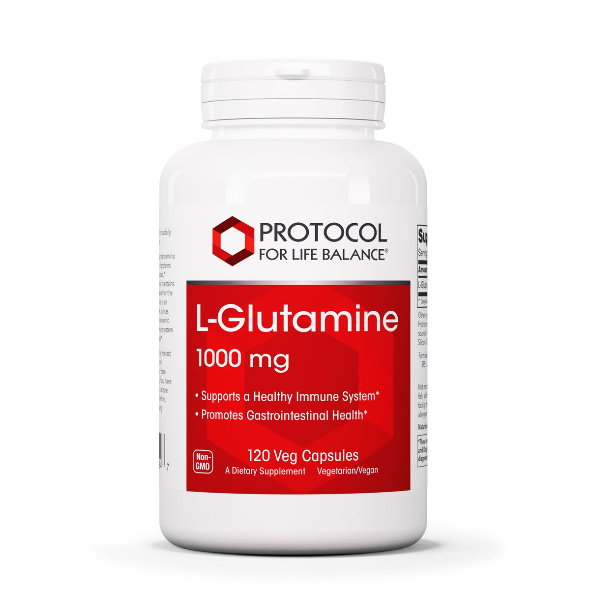 L-Glutamine 1000mg capsules bottle - product hero