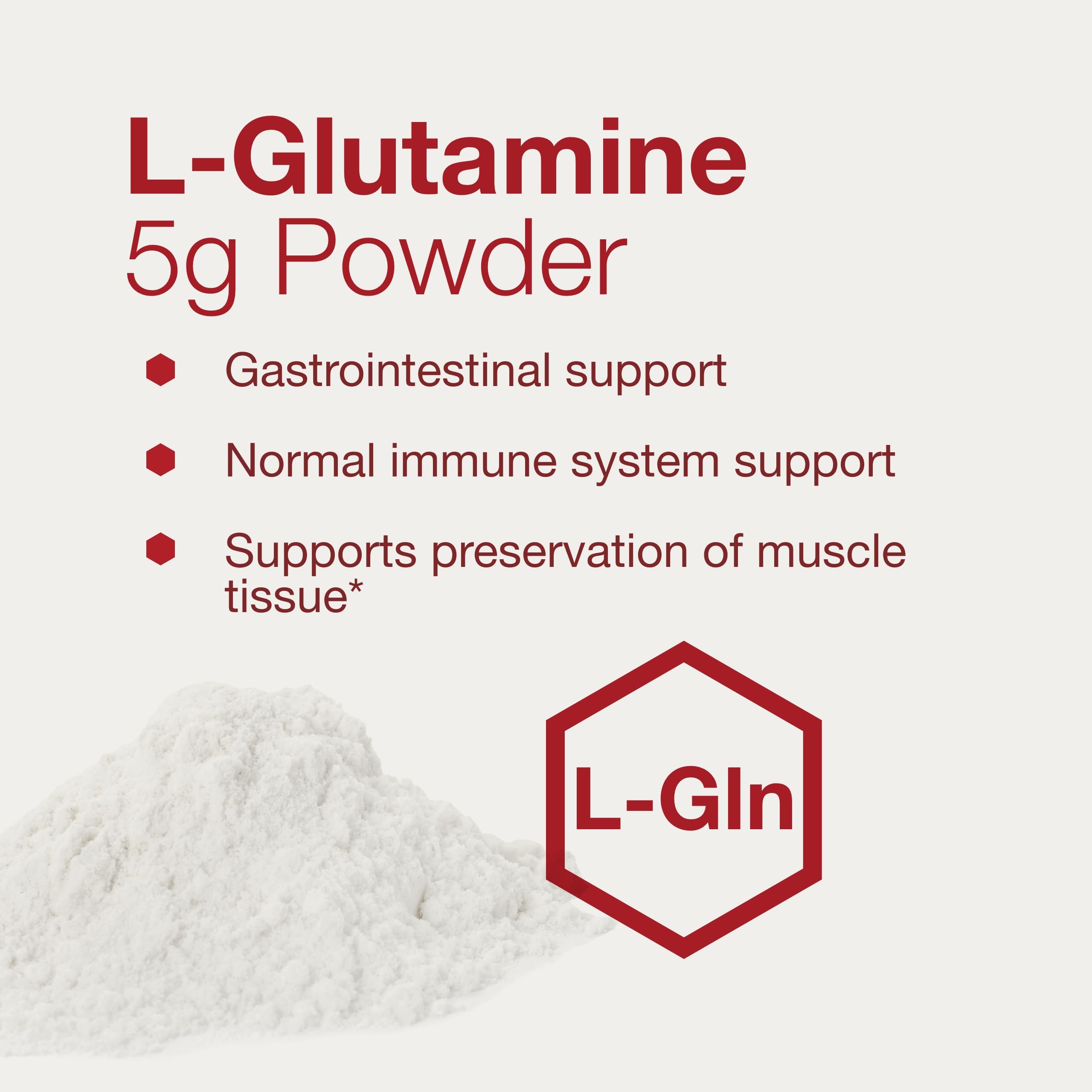 Nutrition facts panel for L-Glutamine powder