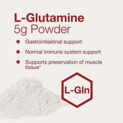Nutrition facts panel for L-Glutamine powder