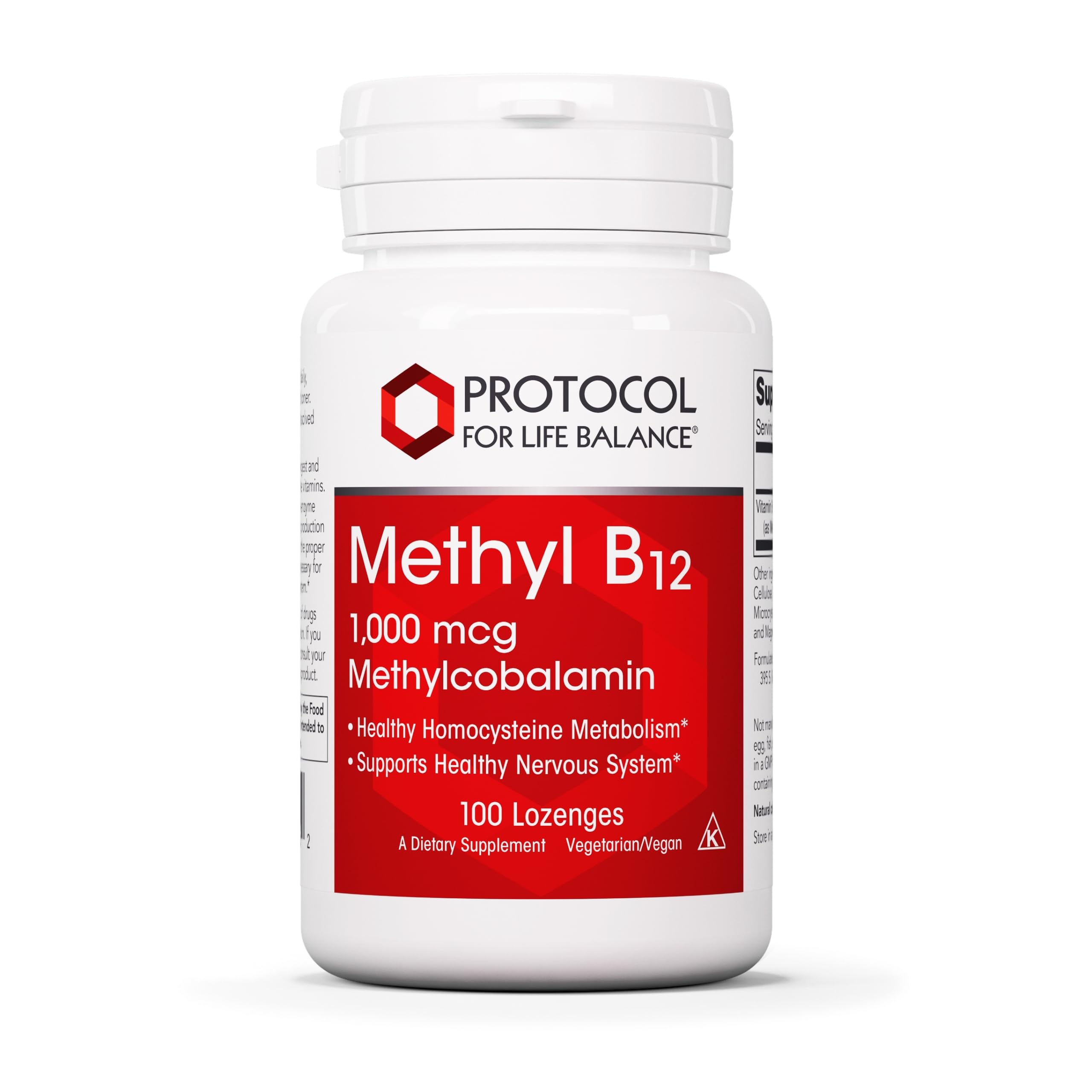 Front view of Protocol for Life Balance Methyl B12 1,000mcg lozenge package
