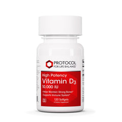 PROTOCOL FOR LIFE BALANCE Vitamin D3 10,000 IU bottle – 120 softgels