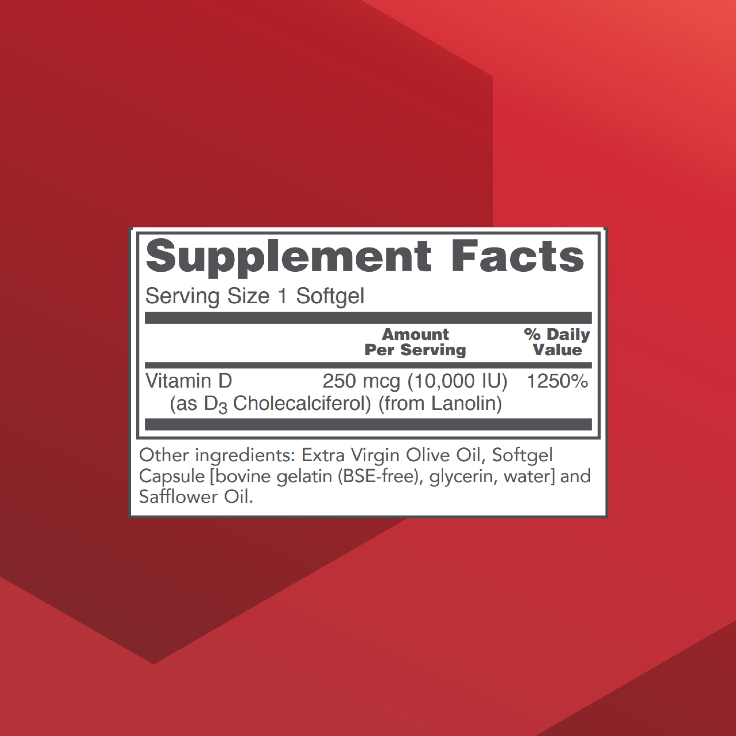 Vitamin D3 10,000 IU supporting bones and teeth illustration