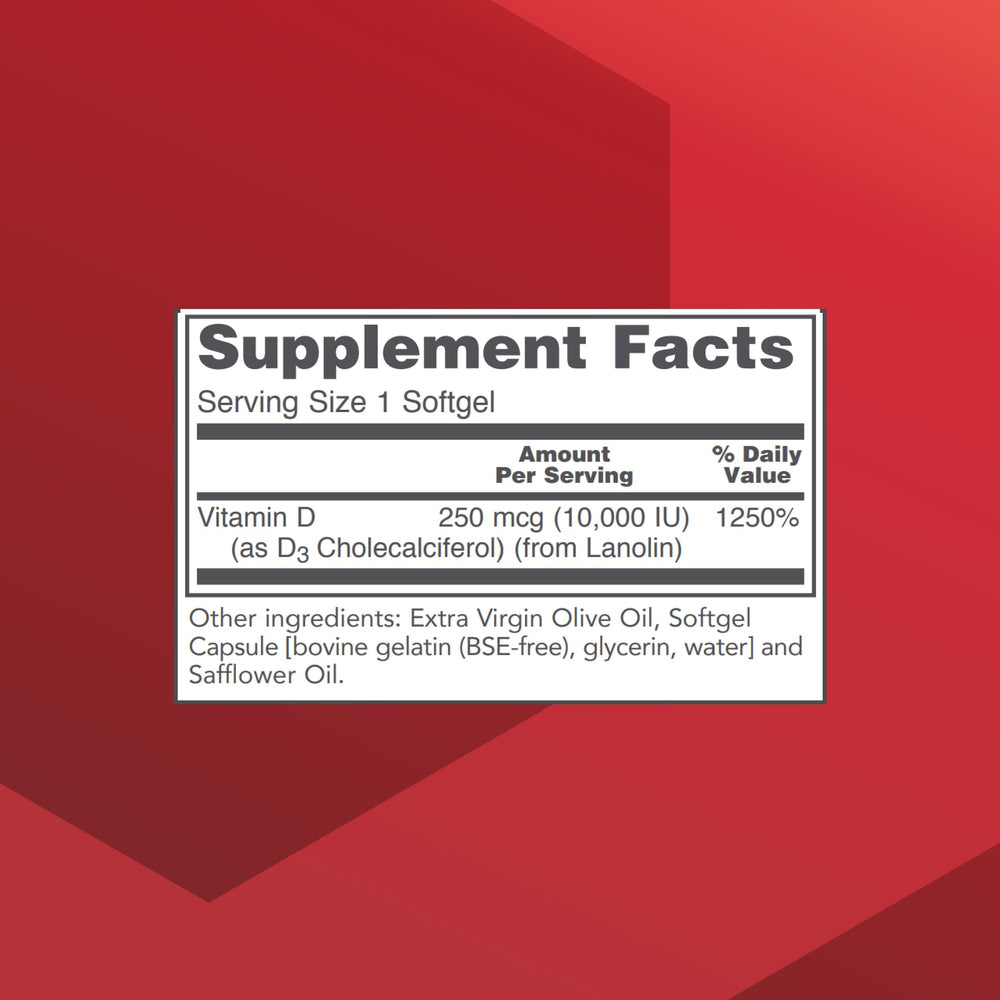 Vitamin D3 10,000 IU supporting bones and teeth illustration