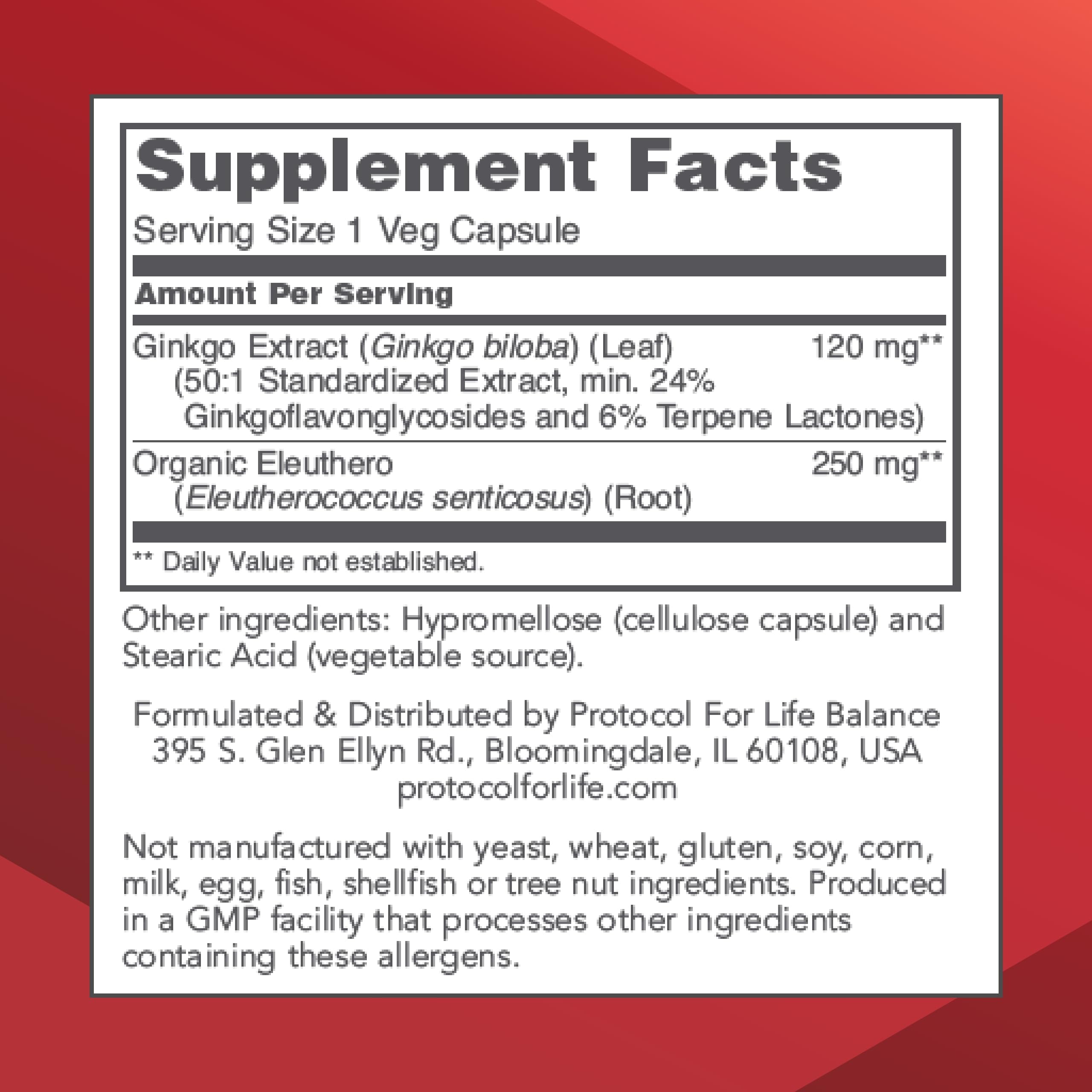Ginkgo Biloba 120 mg capsules with Eleuthero root