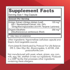 Ginkgo Biloba 120 mg capsules with Eleuthero root