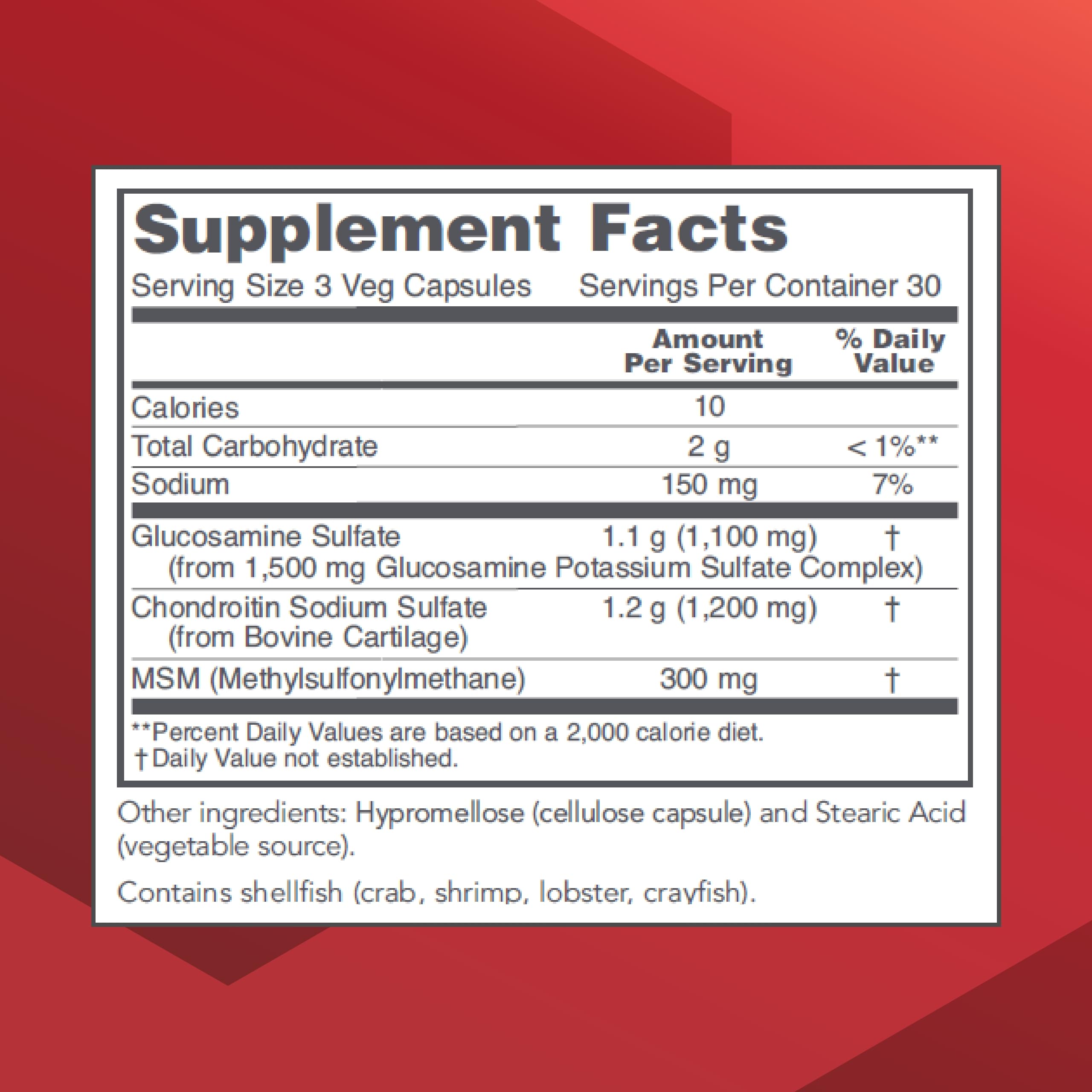 Product pack shot of Protocol Glucosamine & Chondroitin with MSM 90 Veg Caps
