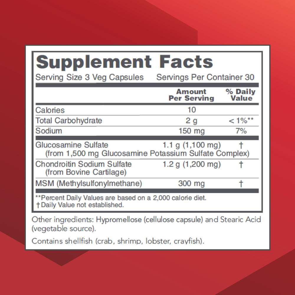 Product pack shot of Protocol Glucosamine & Chondroitin with MSM 90 Veg Caps
