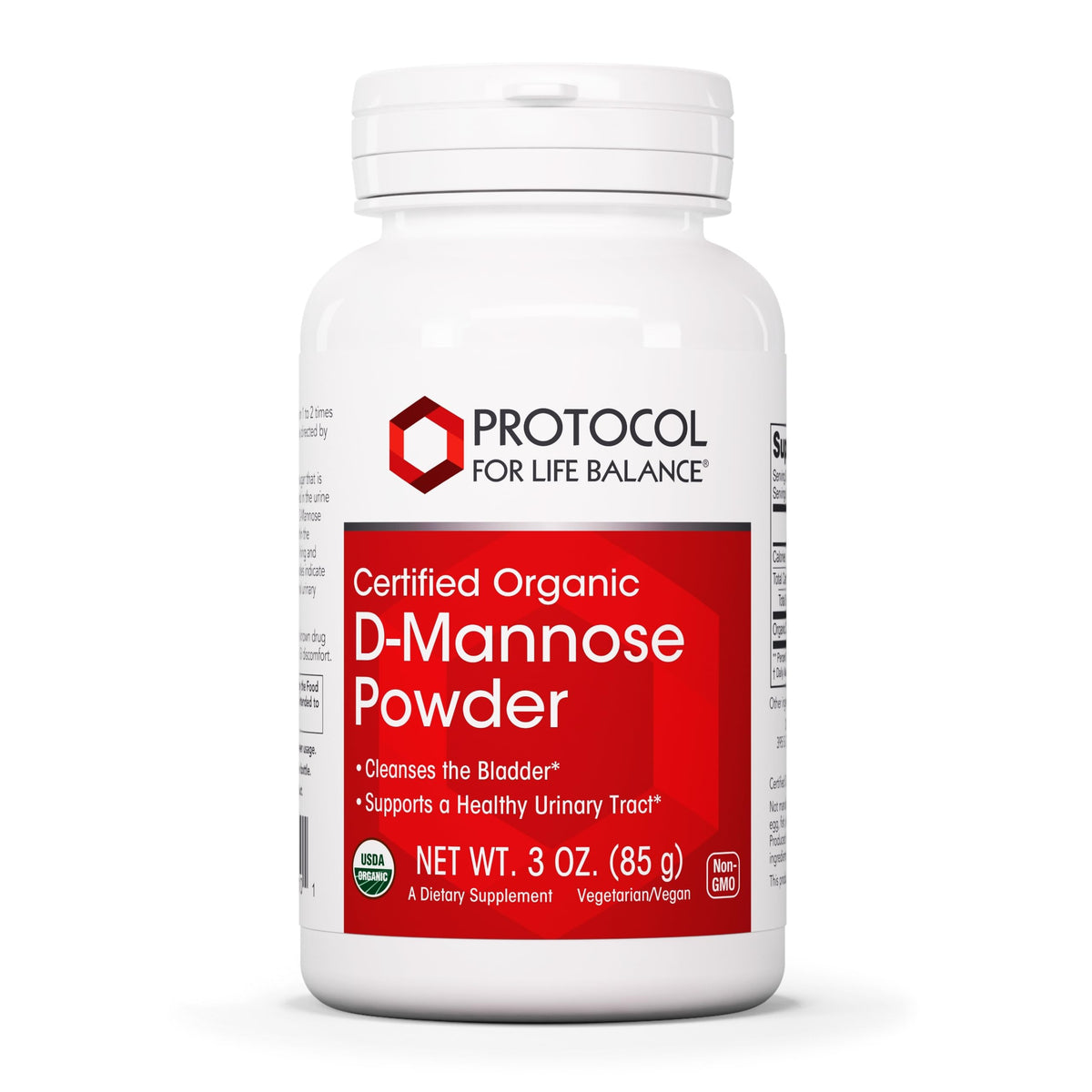 Front view of Protocol for Life Balance D-Mannose Powder 2 g serving bottle