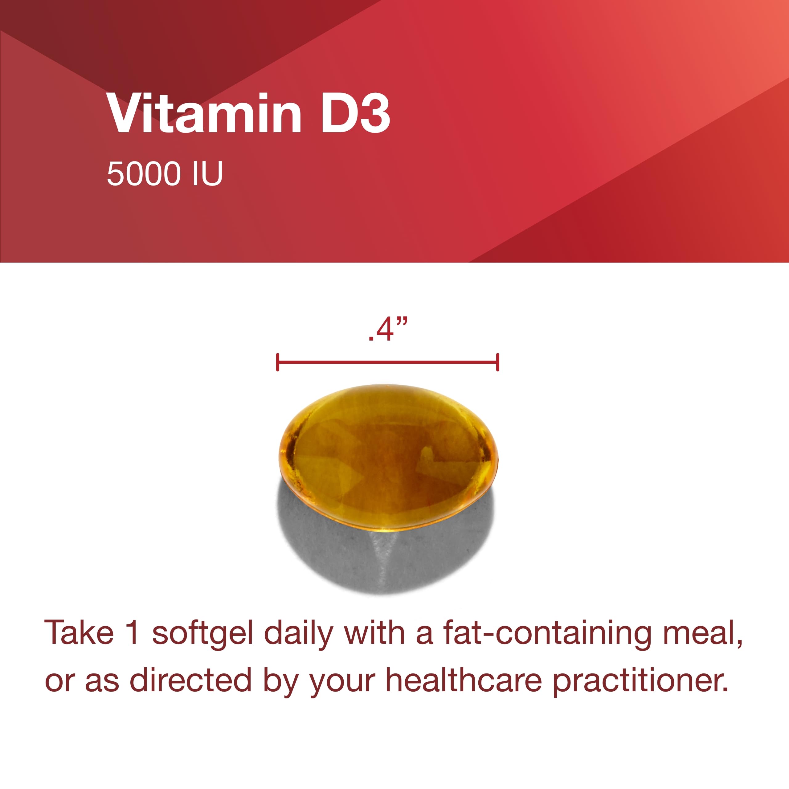 Supplement facts label for Vitamin D3 5000 IU