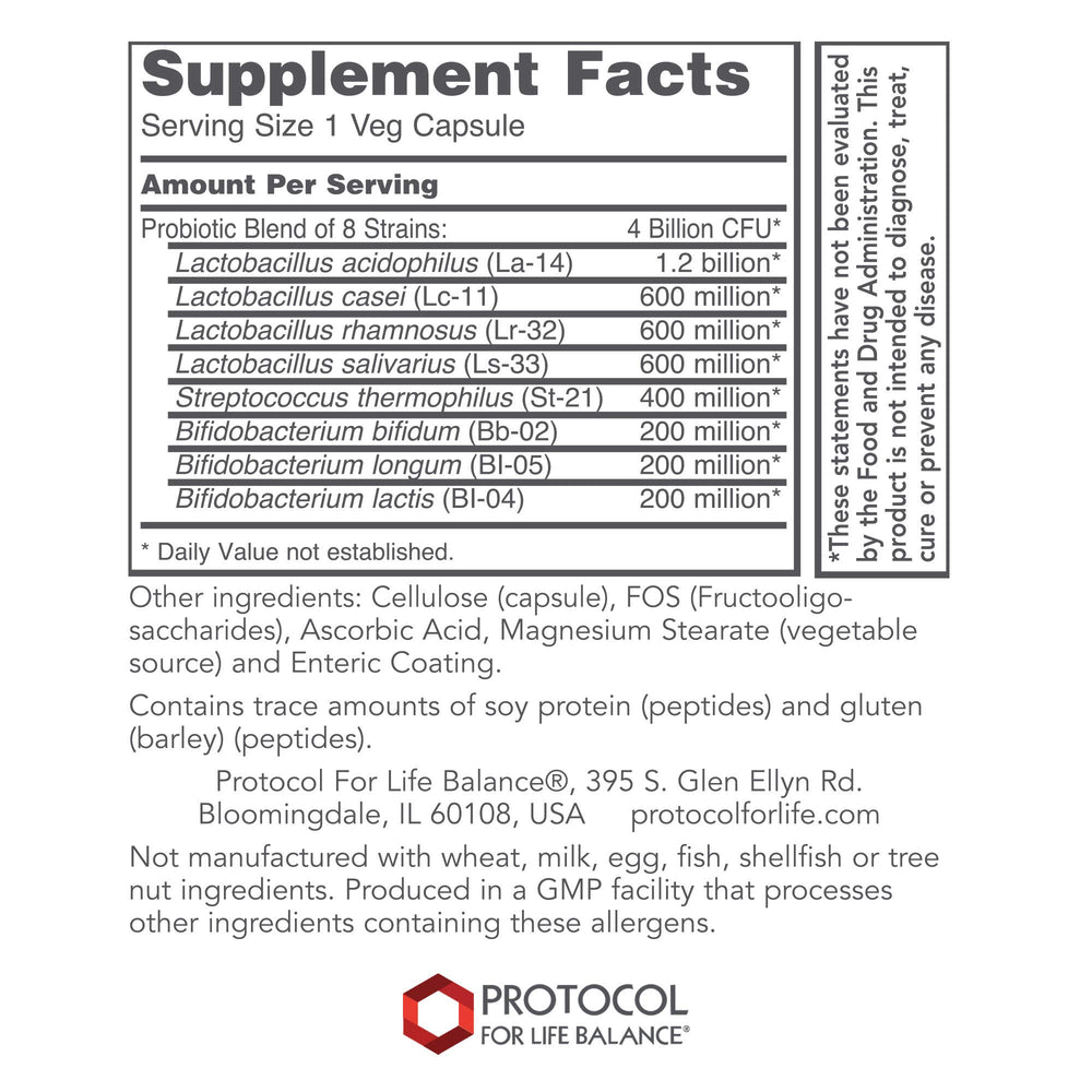 Ortho Dophilus label highlighting 8 probiotic strains