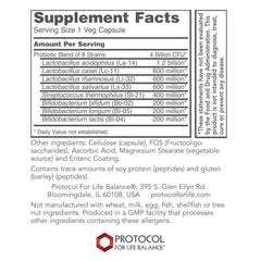 Ortho Dophilus label highlighting 8 probiotic strains