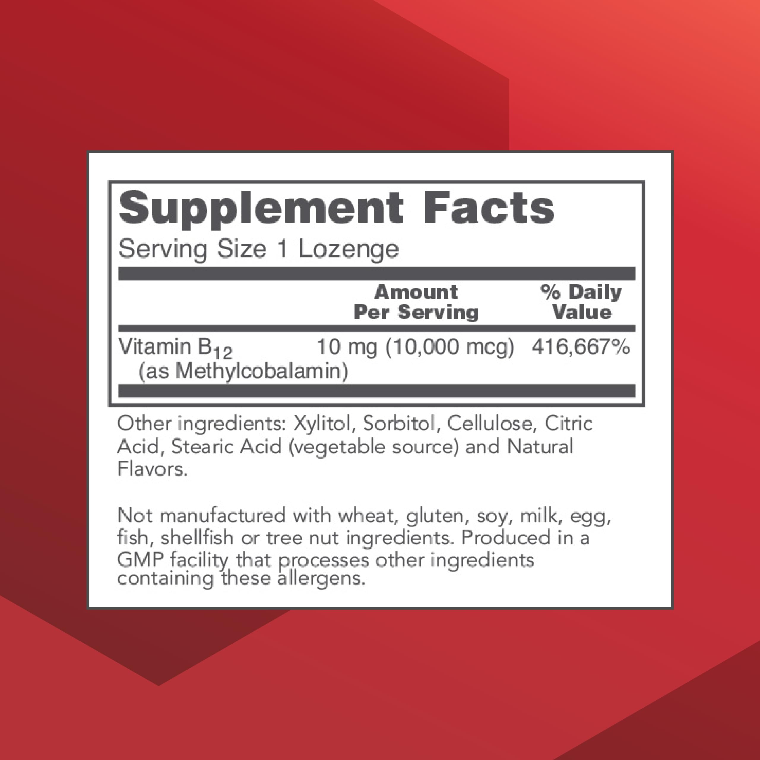 Box packaging for Protocol Methyl B12 10,000mcg lozenges
