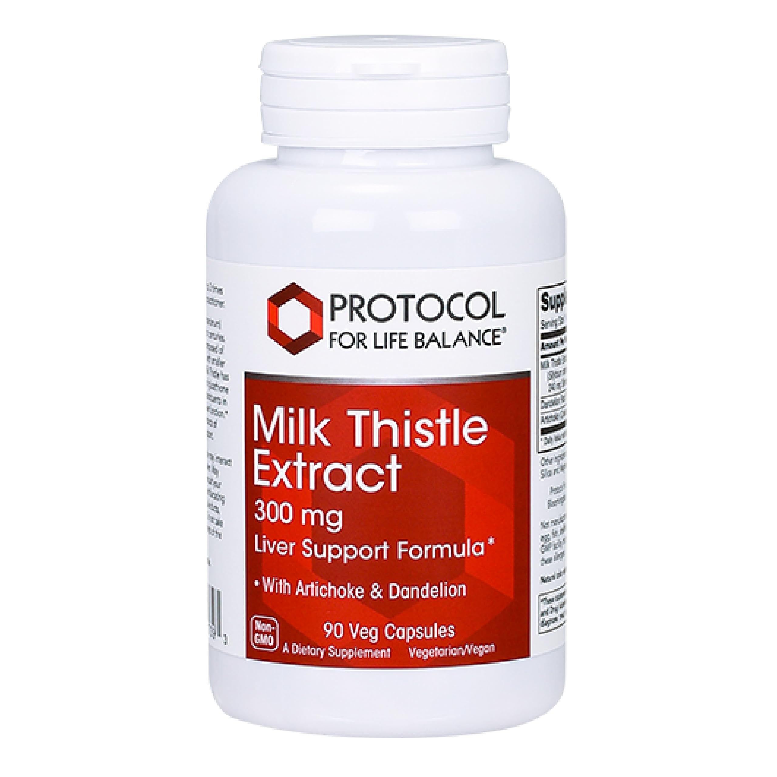 Bottle of Protocol Milk Thistle Extract 300 mg with artichoke leaf and dandelion root – 90 vegan capsules