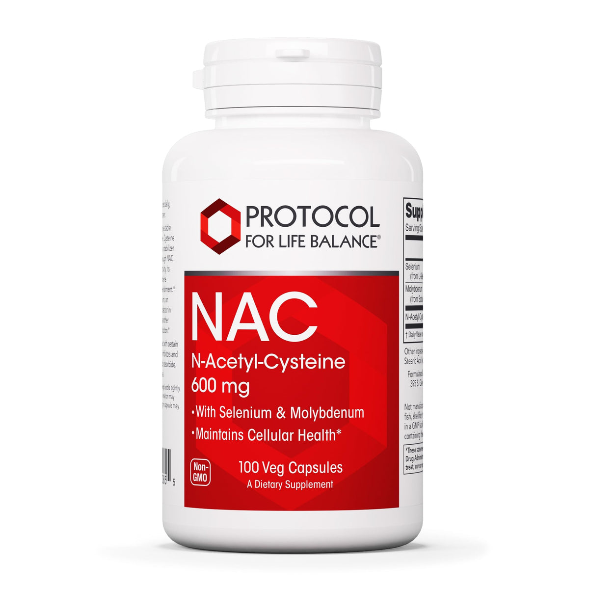 Protocol NAC bottle label highlighting selenium and molybdenum