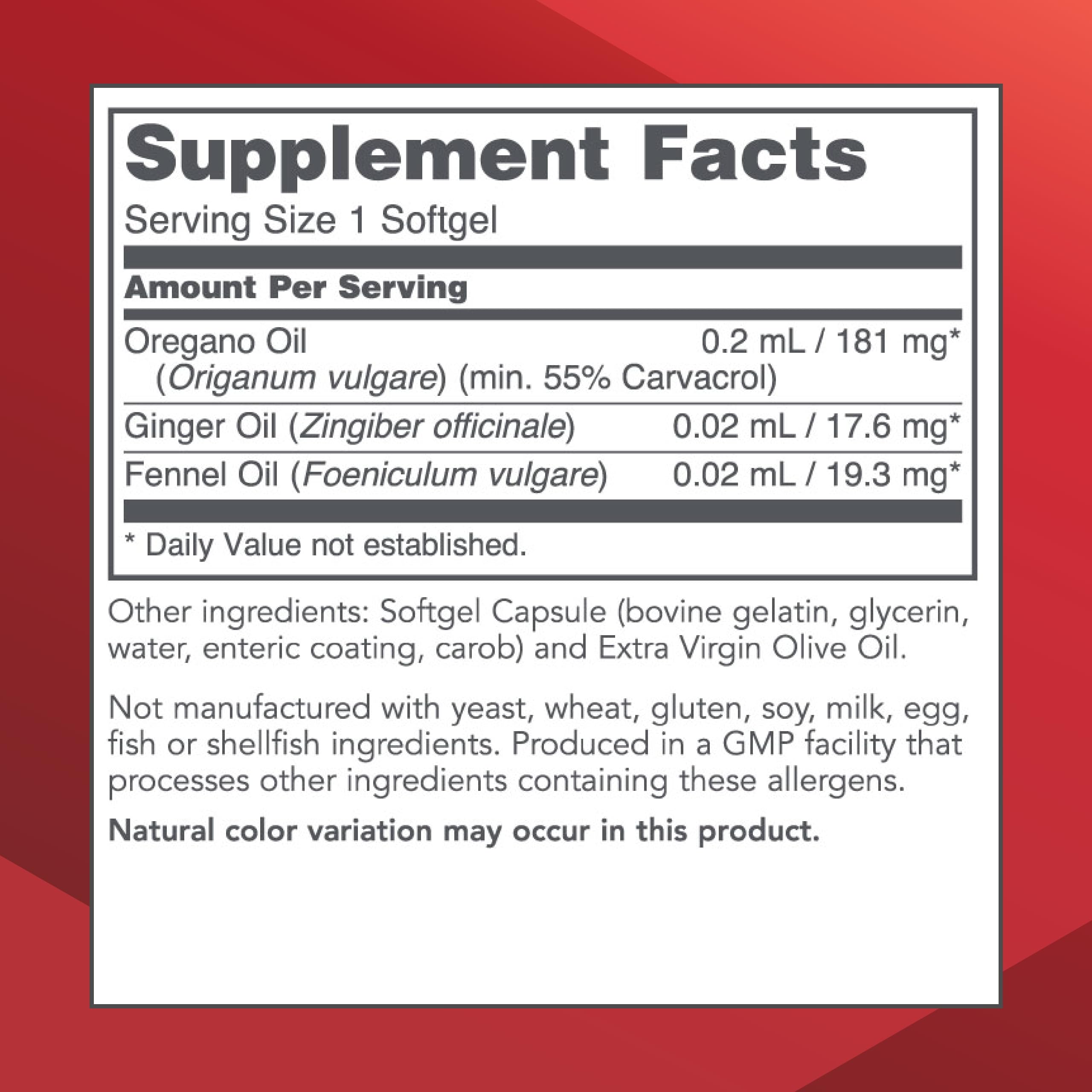 90 oregano oil softgel capsules