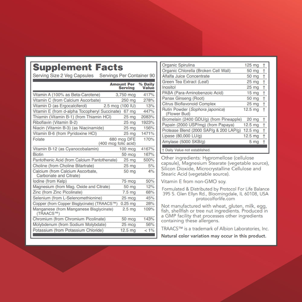 Close-up of the Protocol Ortho Multi Greens label