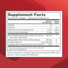 Protocol Ortho Prostate bottle back with supplement facts
