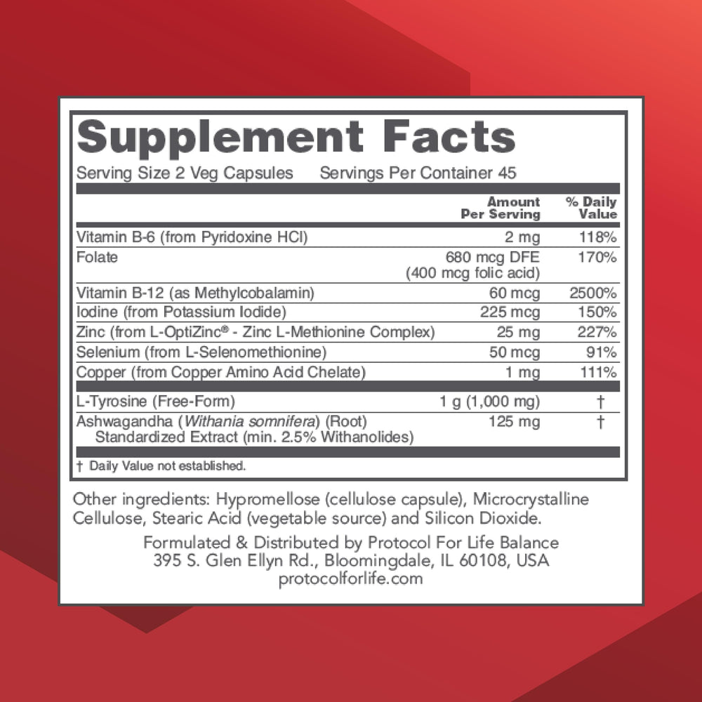 Protocol Ortho Thyroid bottle back panel with directions