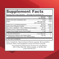 Protocol Ortho Thyroid bottle back panel with directions