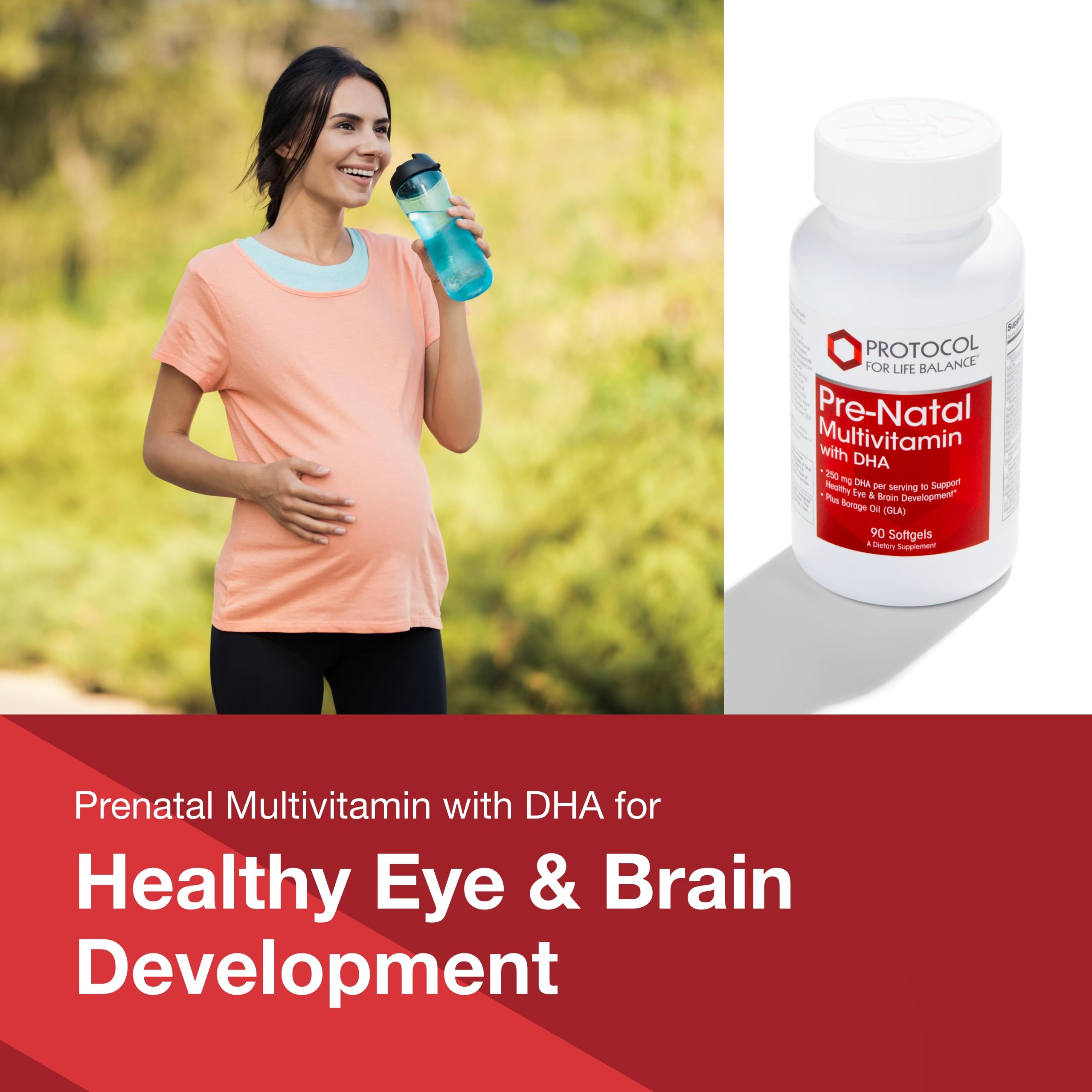 Halal and dairy-free packaging labeling on Protocol Prenatal Vitamin