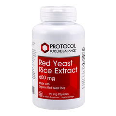 Bottle of Protocol Red Yeast Rice 600 mg with 90 Veg Capsules