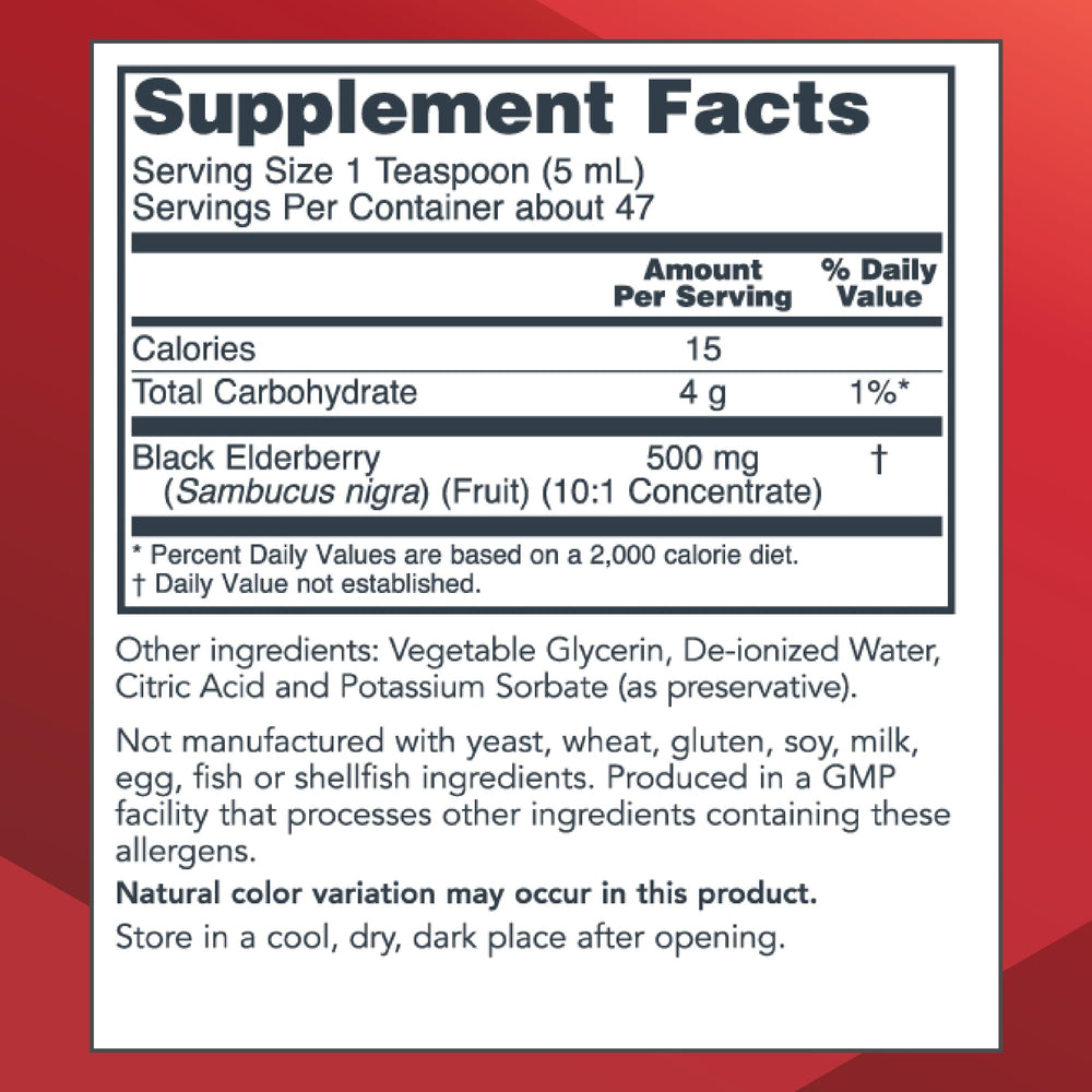 Label showing 500 mg per teaspoon and 8 oz bottle