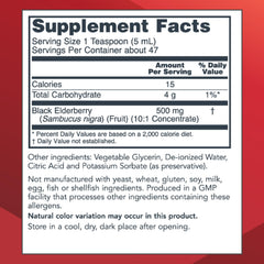 Label showing 500 mg per teaspoon and 8 oz bottle