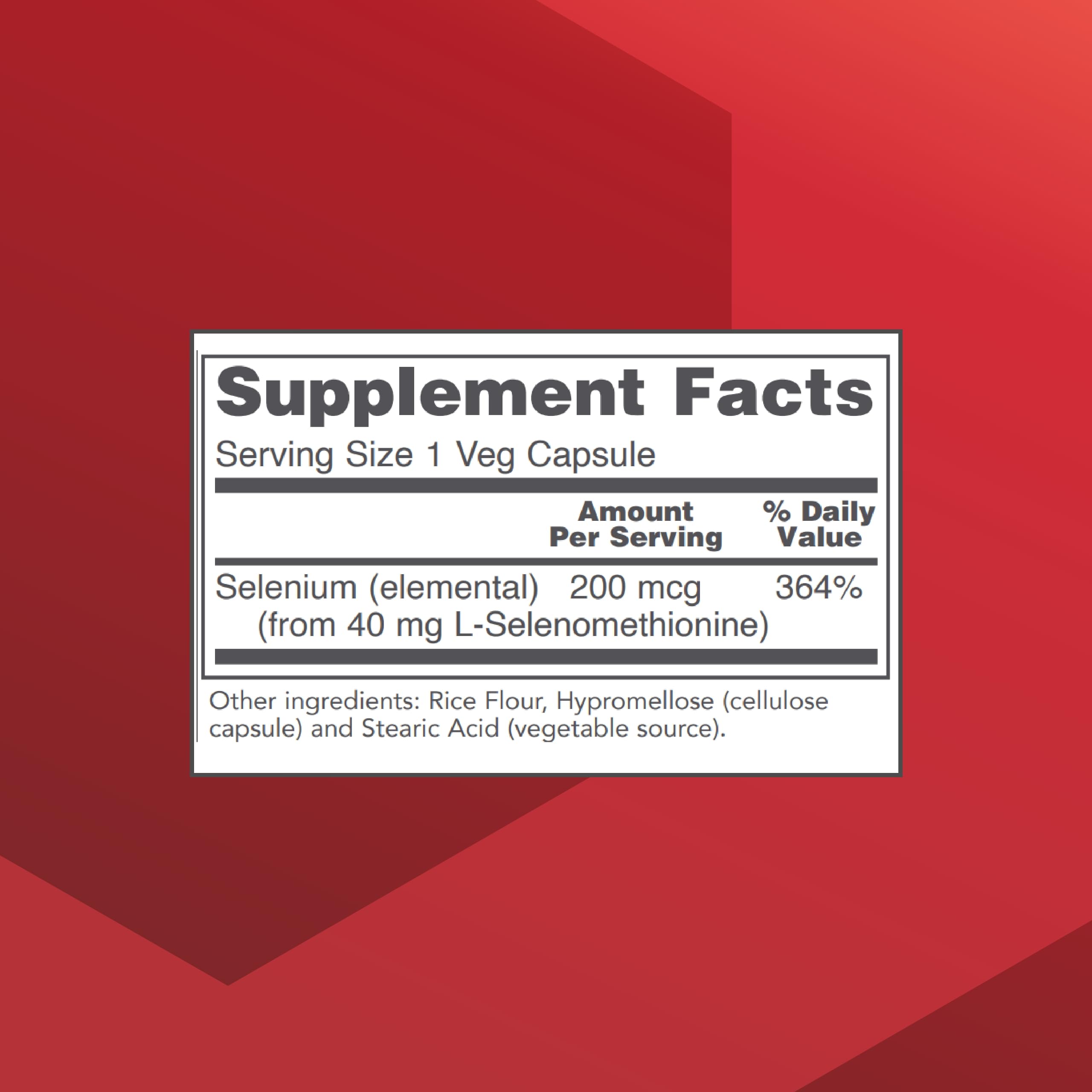 Protocol Selenium 200mcg label detailing dosage and 90 count