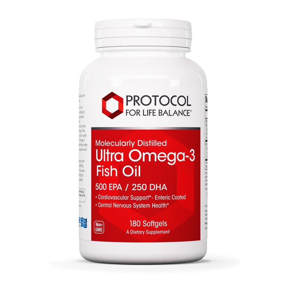 Bottle of Protocol Ultra Omega-3 with 180 softgels