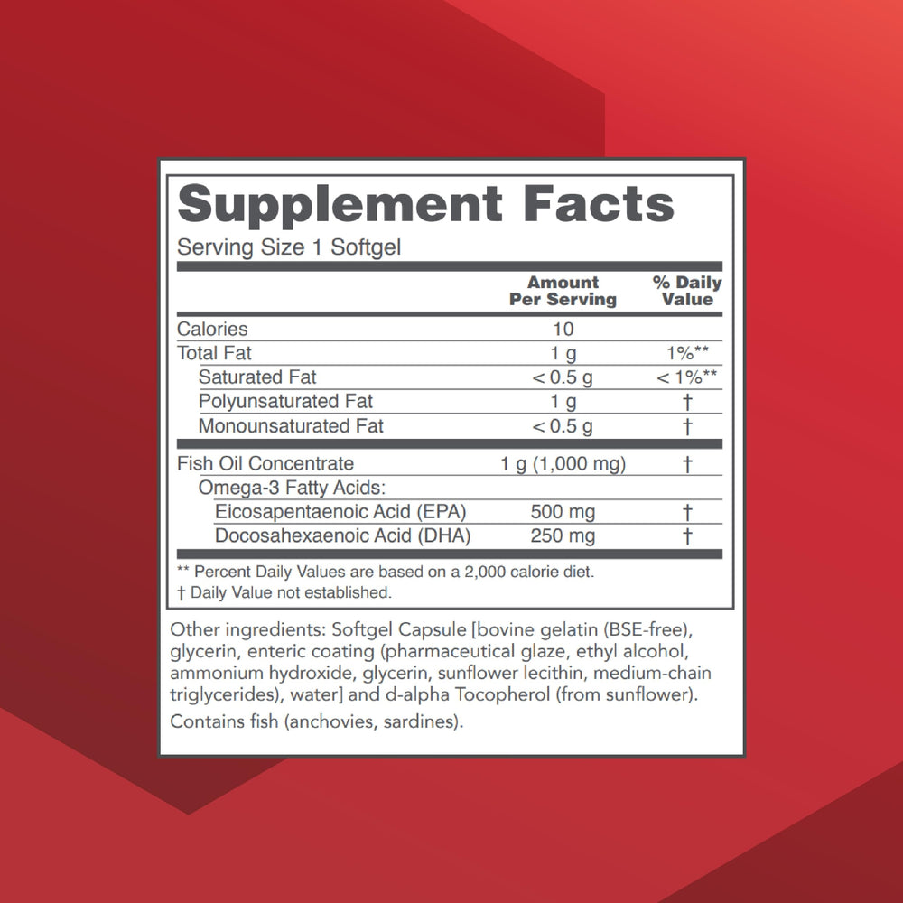 Close-up of enteric-coated omega-3 softgel capsules