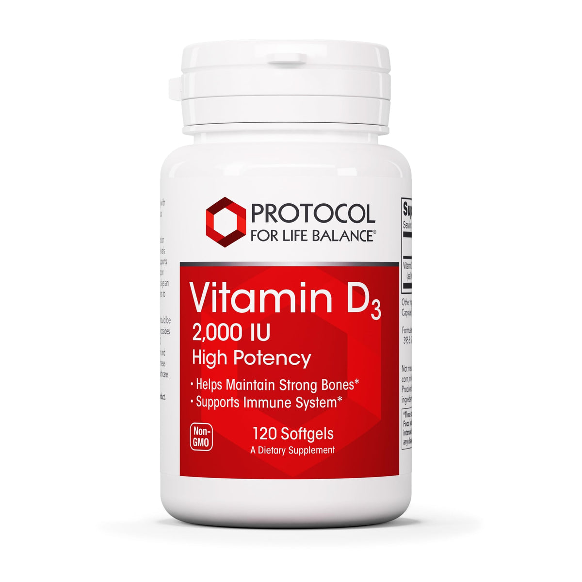 Protocol Vitamin D3 2000 IU bottle and label