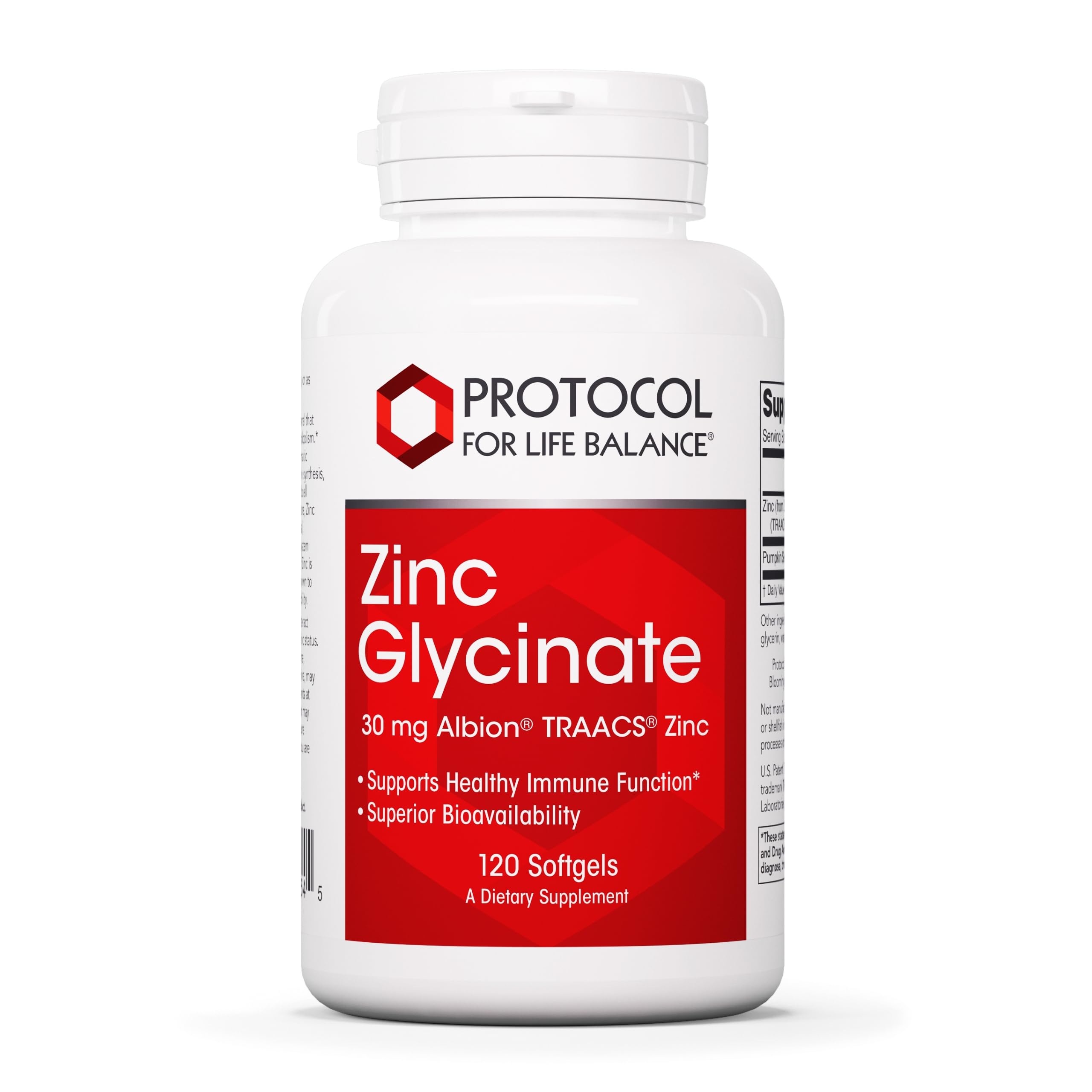 Protocol Zinc Glycinate 30mg bottle front