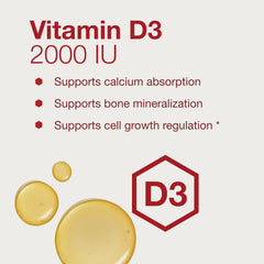 Close-up of Vitamin D3 2000 IU per 2-drop serving nutrition facts