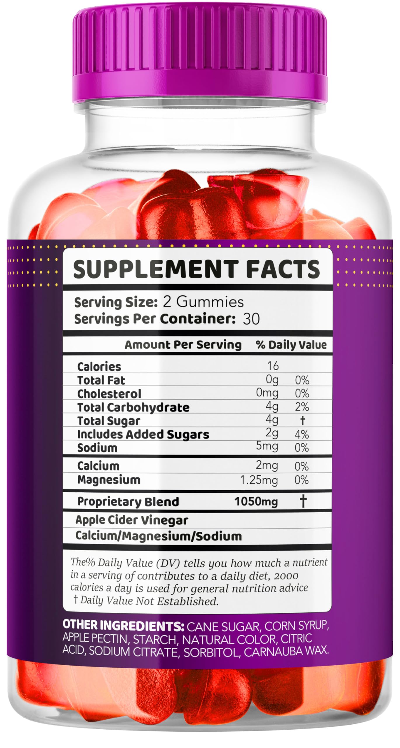Nutrition facts panel for Proton Keto ACV Gummies