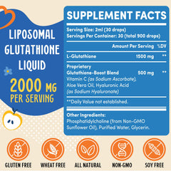 Back label of Prunucis Liposomal Glutathione Liquid bottle with ingredients