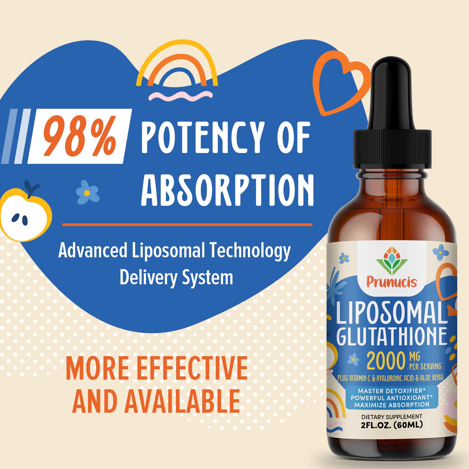Dropper dispensing Prunucis 2000MG Liposomal Glutathione Liquid