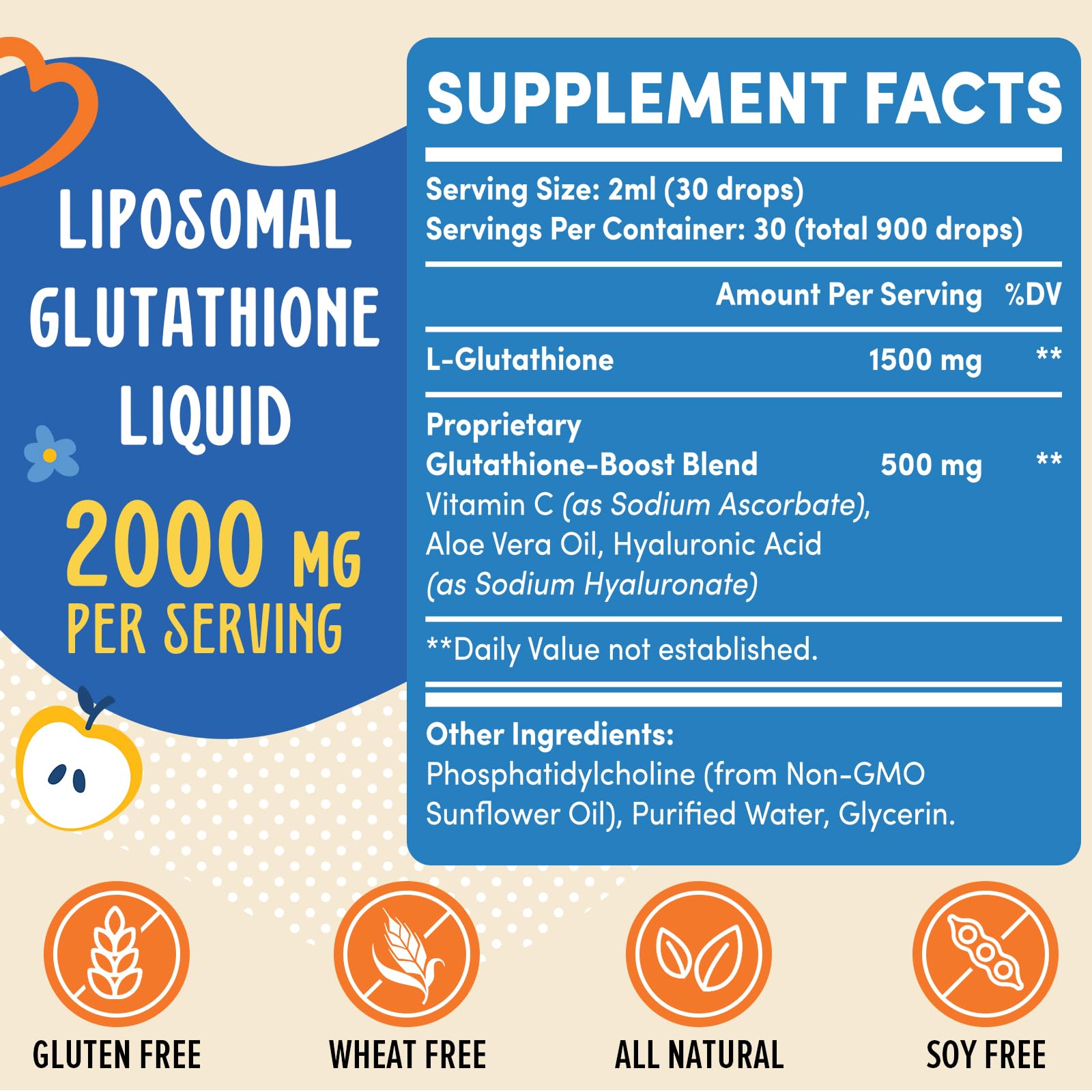 Dropper dispensing liposomal glutathione liquid