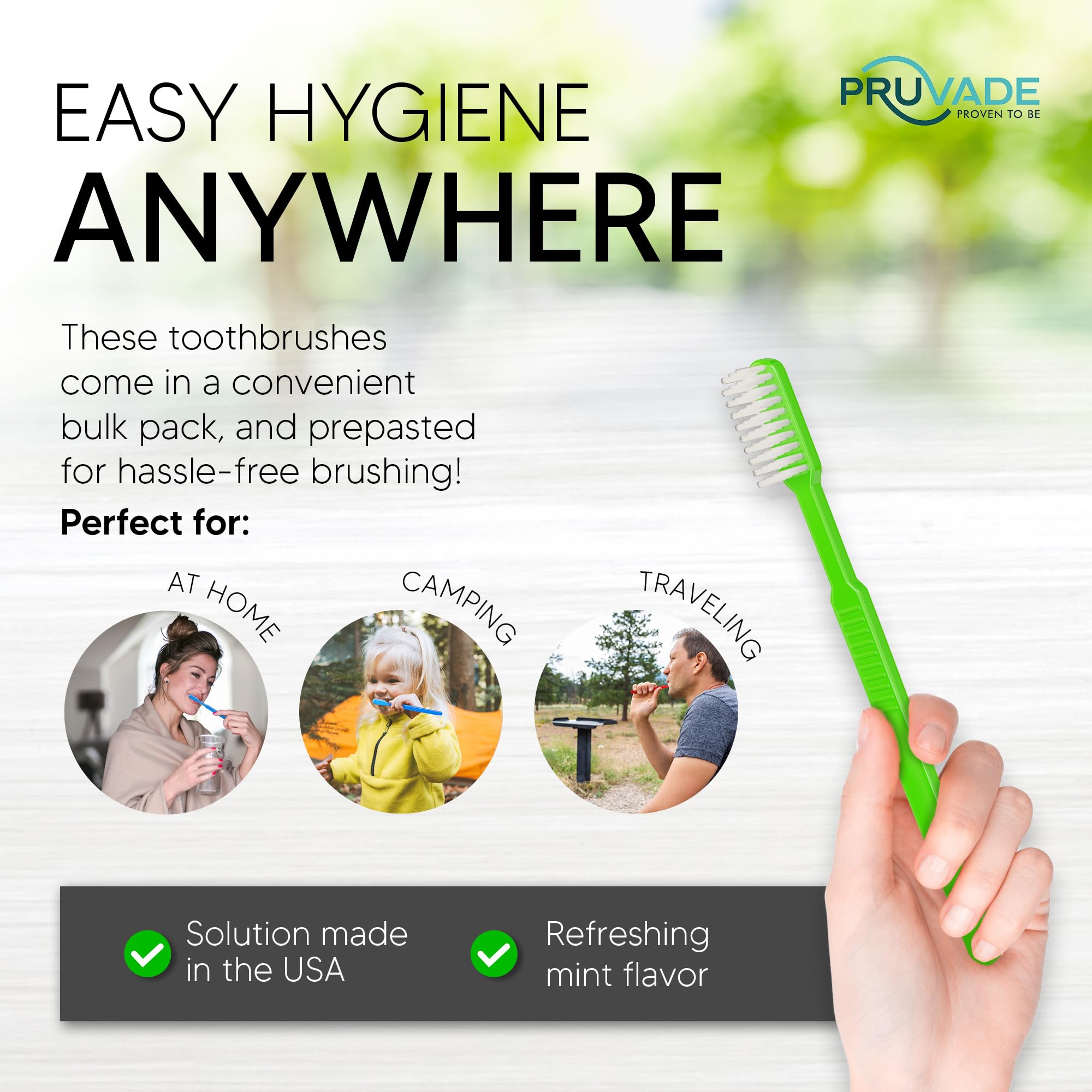 Pack of 100 prepasted toothbrushes for travel and hotel use