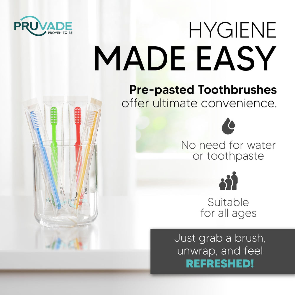 Travel-ready disposable toothbrushes in packaging