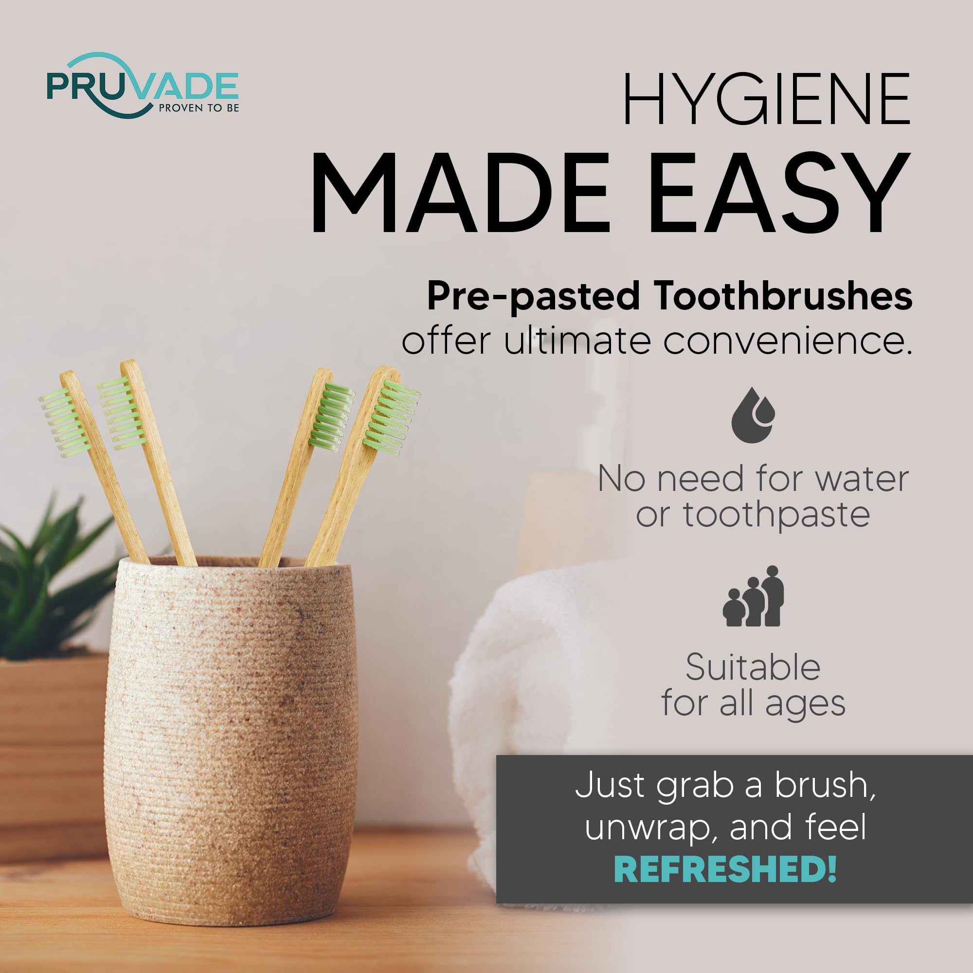 Camping use of disposable bamboo toothbrushes