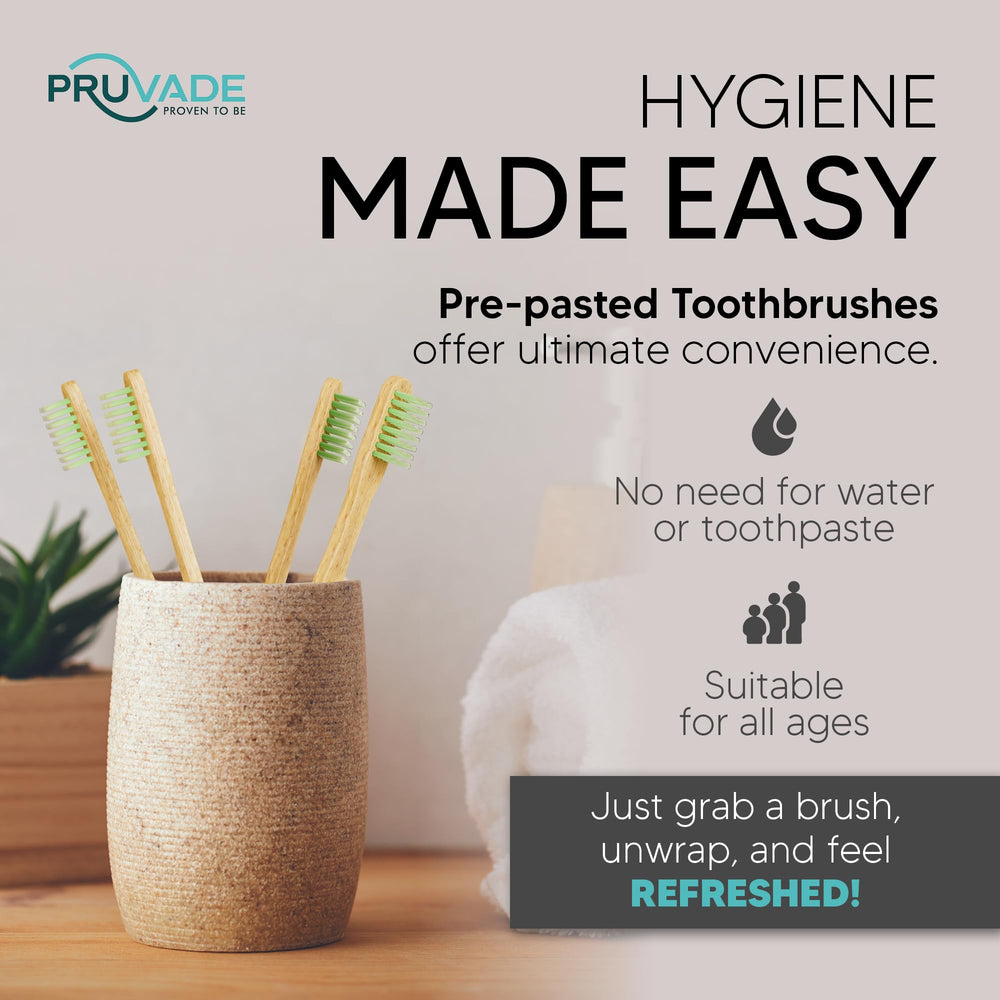 Camping use of disposable bamboo toothbrushes