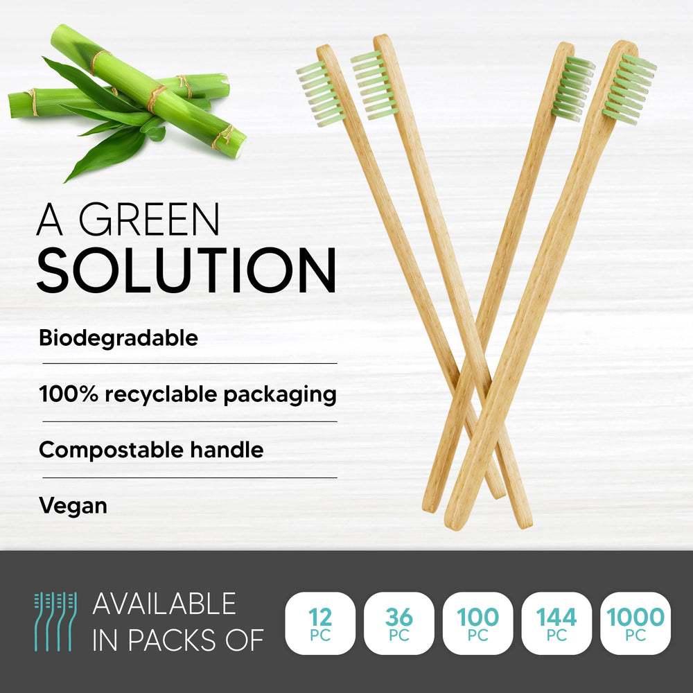 Individually wrapped disposable bamboo toothbrushes