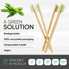 Individually wrapped disposable bamboo toothbrushes