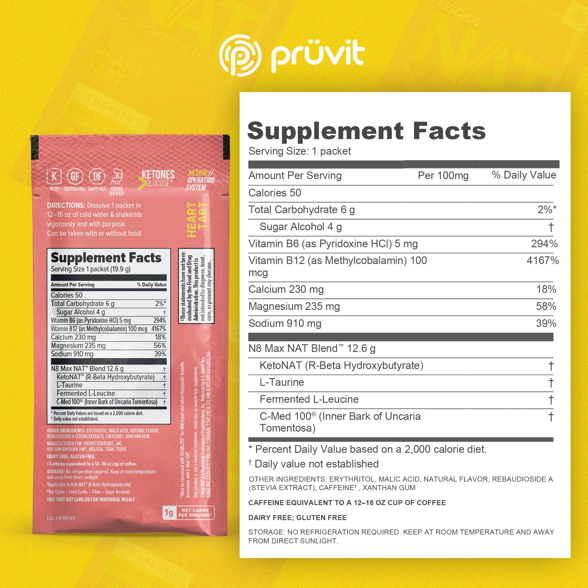 PRÜVIT Keto//OS NAT Heart Tart dissolving in lemon-lime water for an energized routine