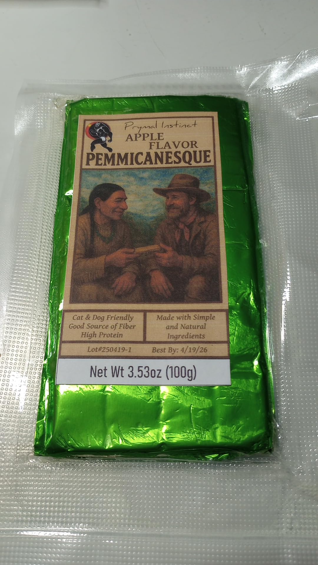 Prymal Instinct Pemmicanesque Apple flavor bar on a neutral surface