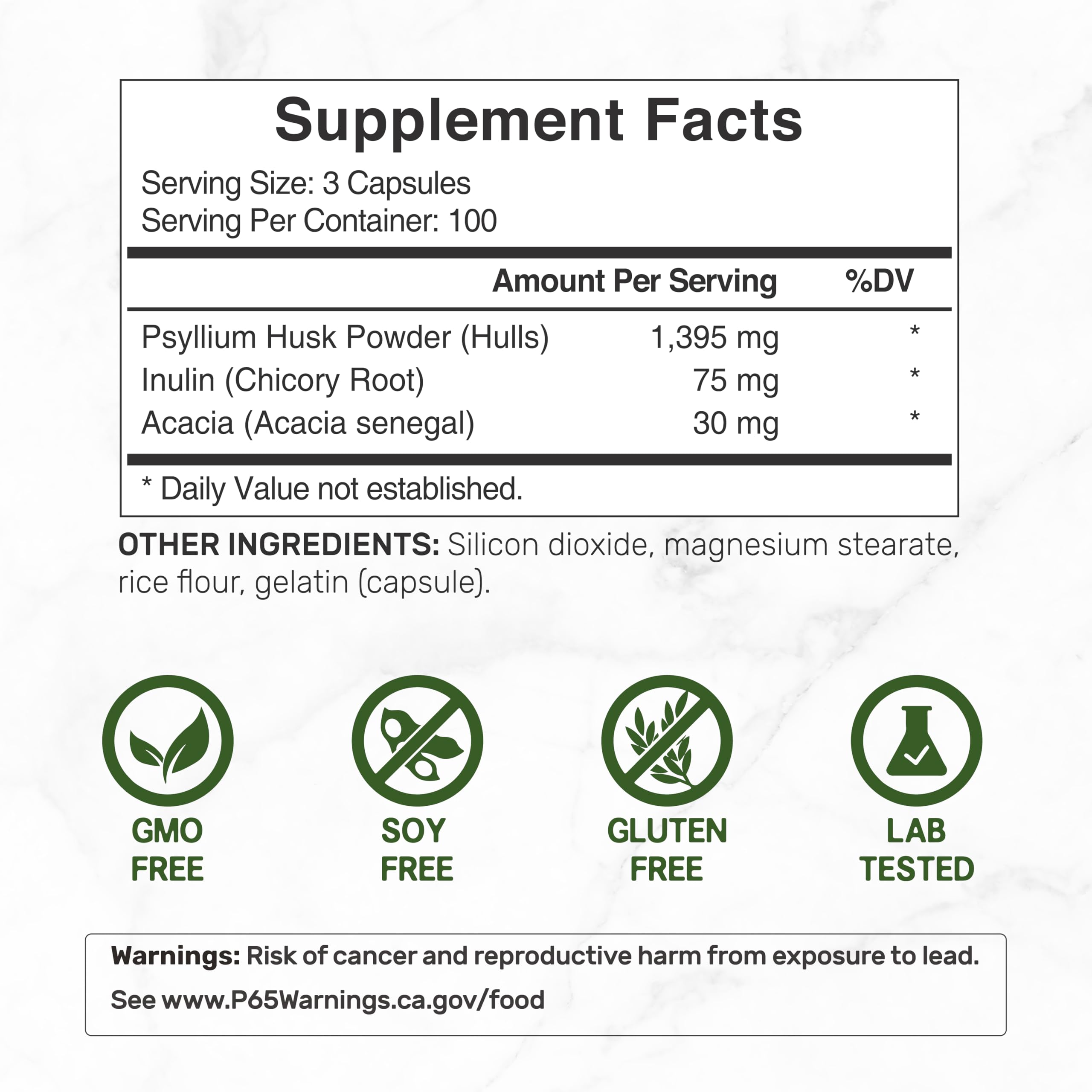 Psyllium Husk 1500mg bottle packaging front