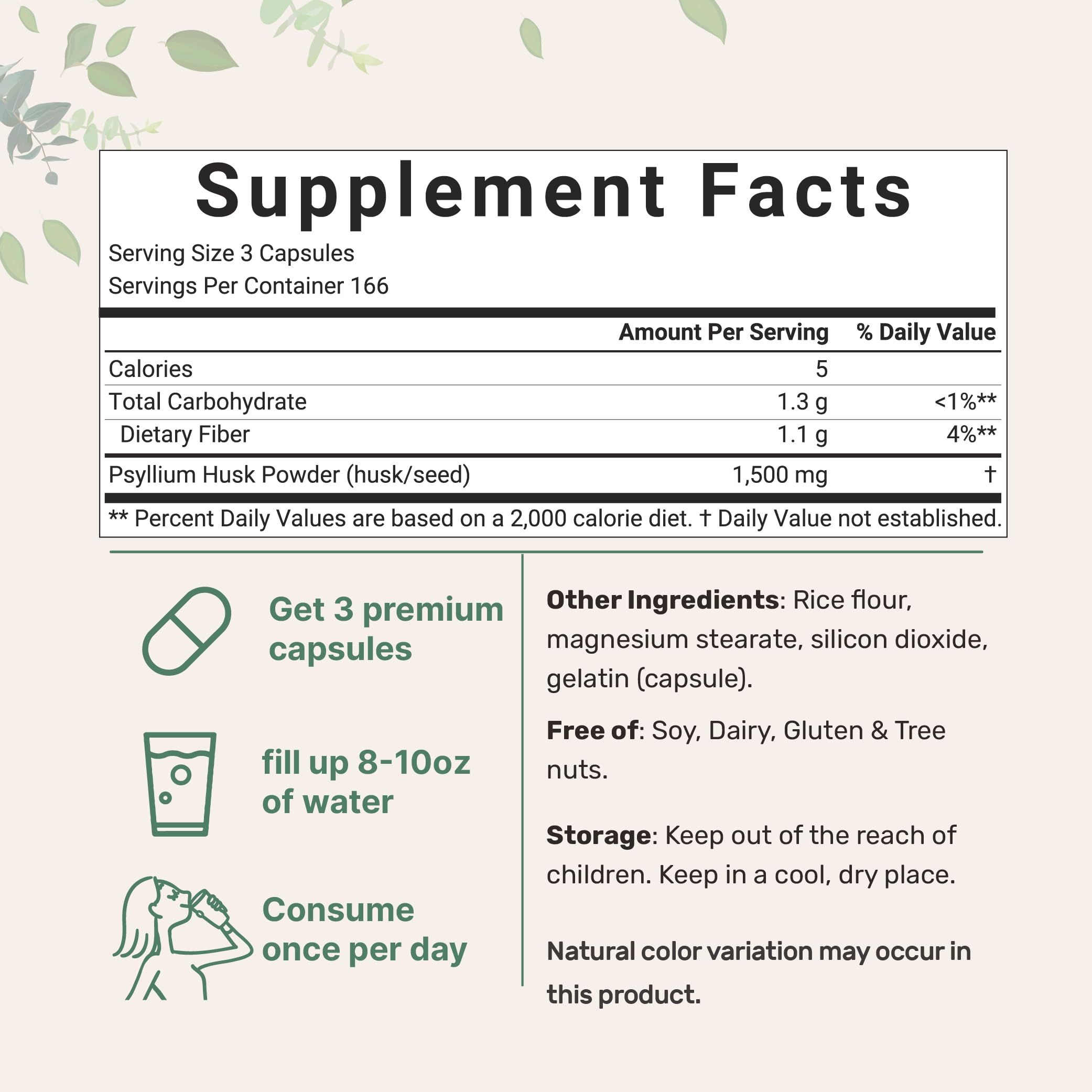 Close-up of psyllium husk capsules