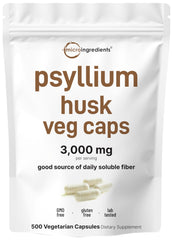 Psyllium husk capsules 3000mg – 500 vegetarian capsules, hero image