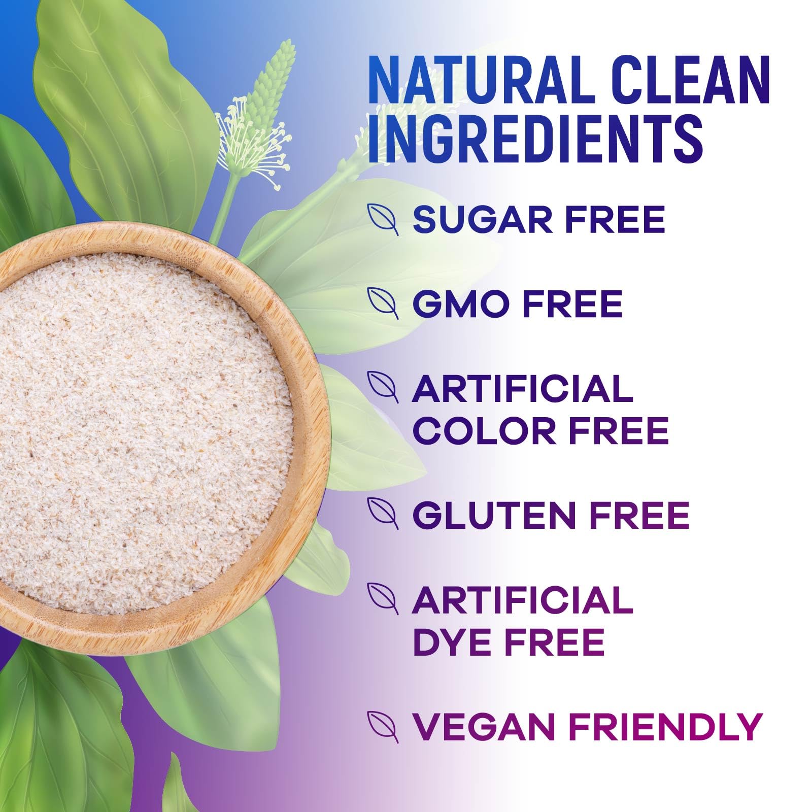 Gluten-free and non-GMO psyllium husk capsules