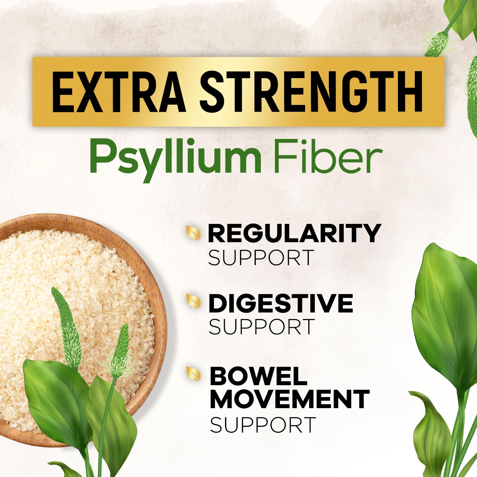 Natural plant-based psyllium husk fiber capsules